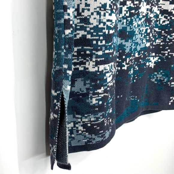 Marla Wynne Pixelated Abstract Sleeveless Knit Tank Slit Hem Crew To Scoop Neck - Picture 4 of 16